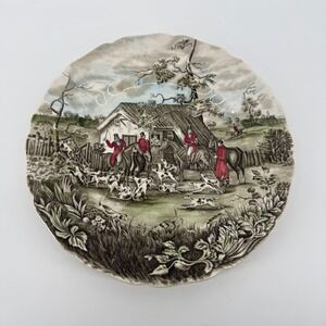 Johnson Bros Dinner Plate 10" Multicolor Hunting Scene Ironstone Tally Ho